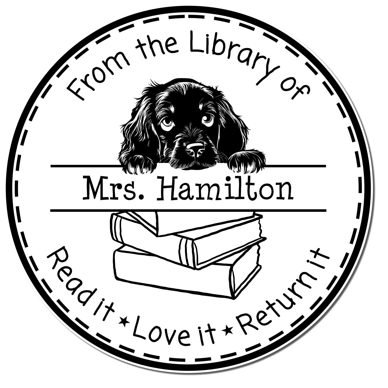 Adorable Gordon Setter Custom Book Return Stamp - Engineer Seal Stamps
