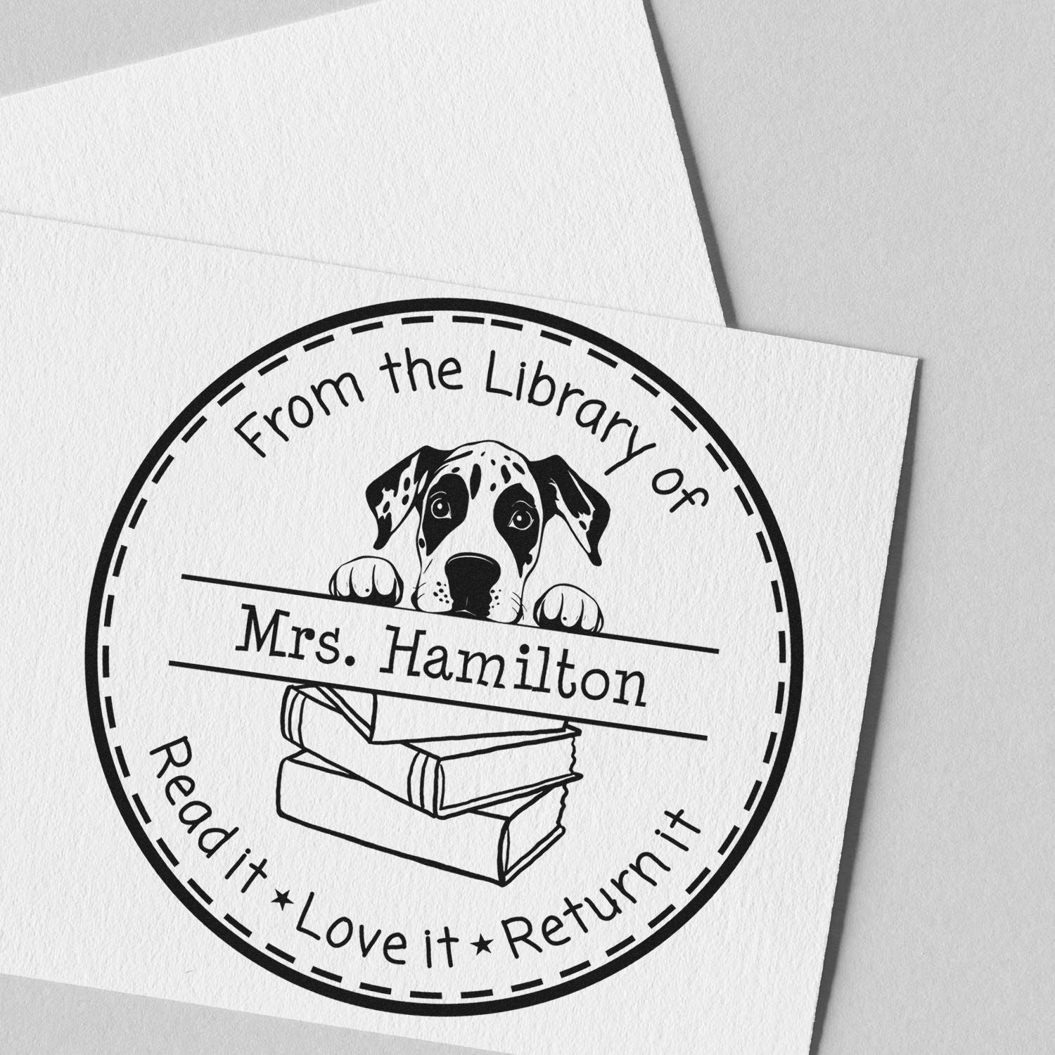 Adorable Great Dane Custom Book Lover In Charge Stamper - Engineer Seal Stamps
