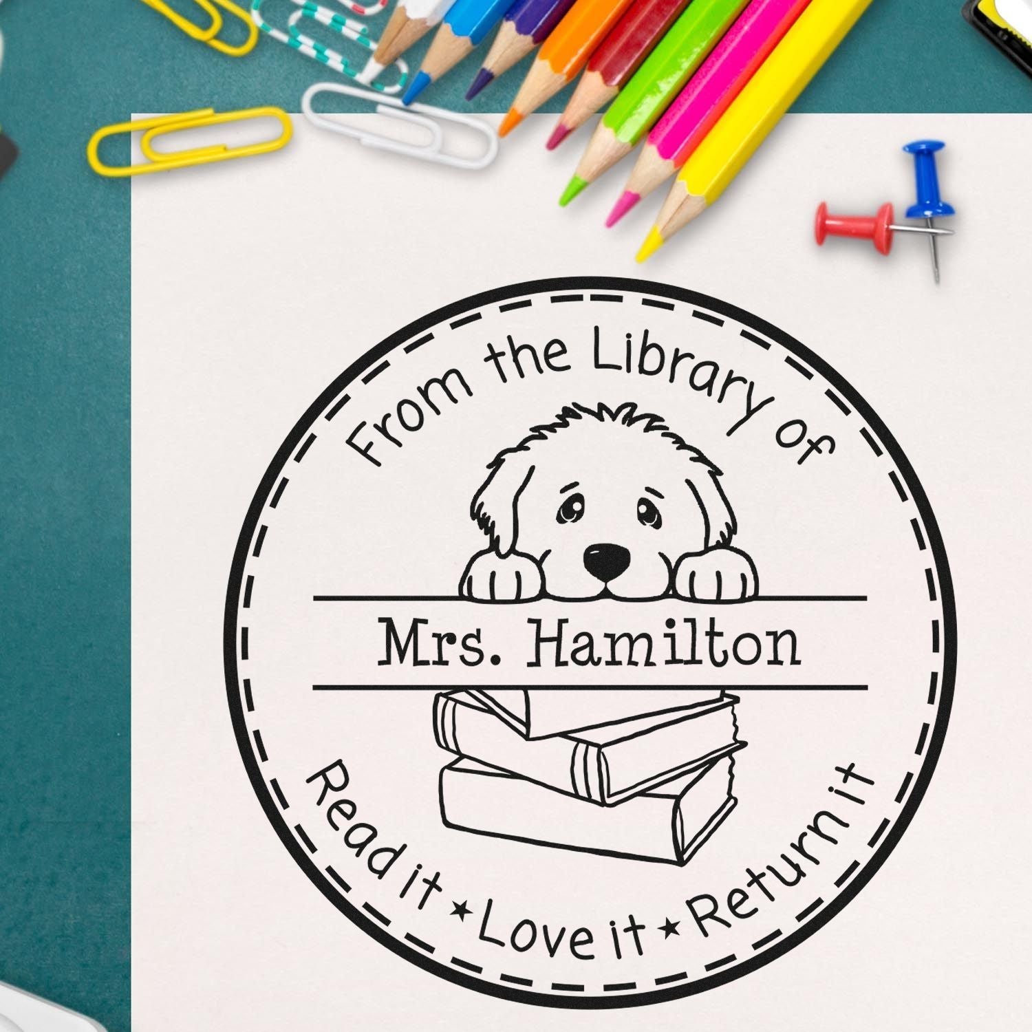 Cute Greater Swiss Mountain Dog Customizable Book Lover In Charge Stamp - Engineer Seal Stamps