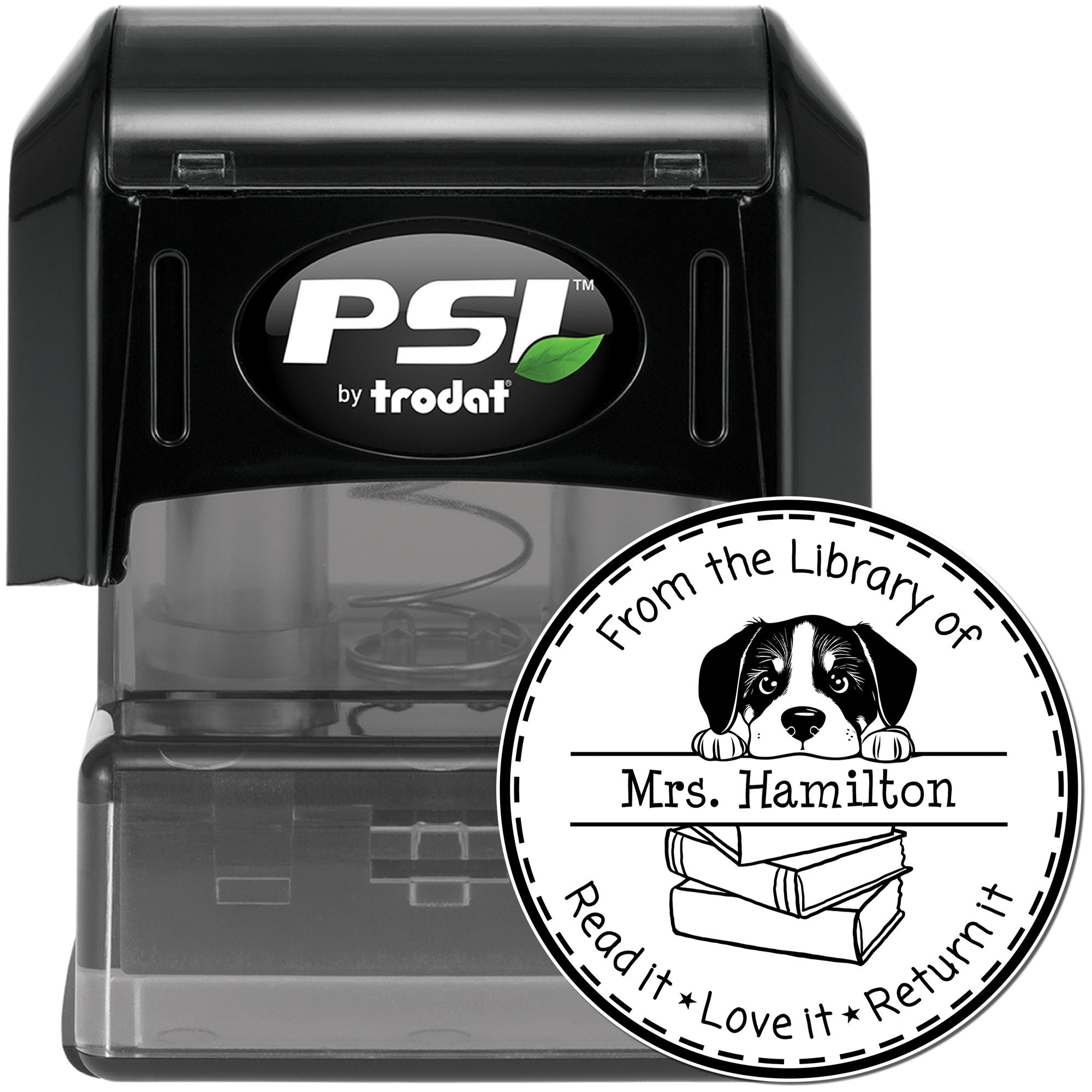 Adorable Great Pyrenees Custom Book Label Stamper - Engineer Seal Stamps