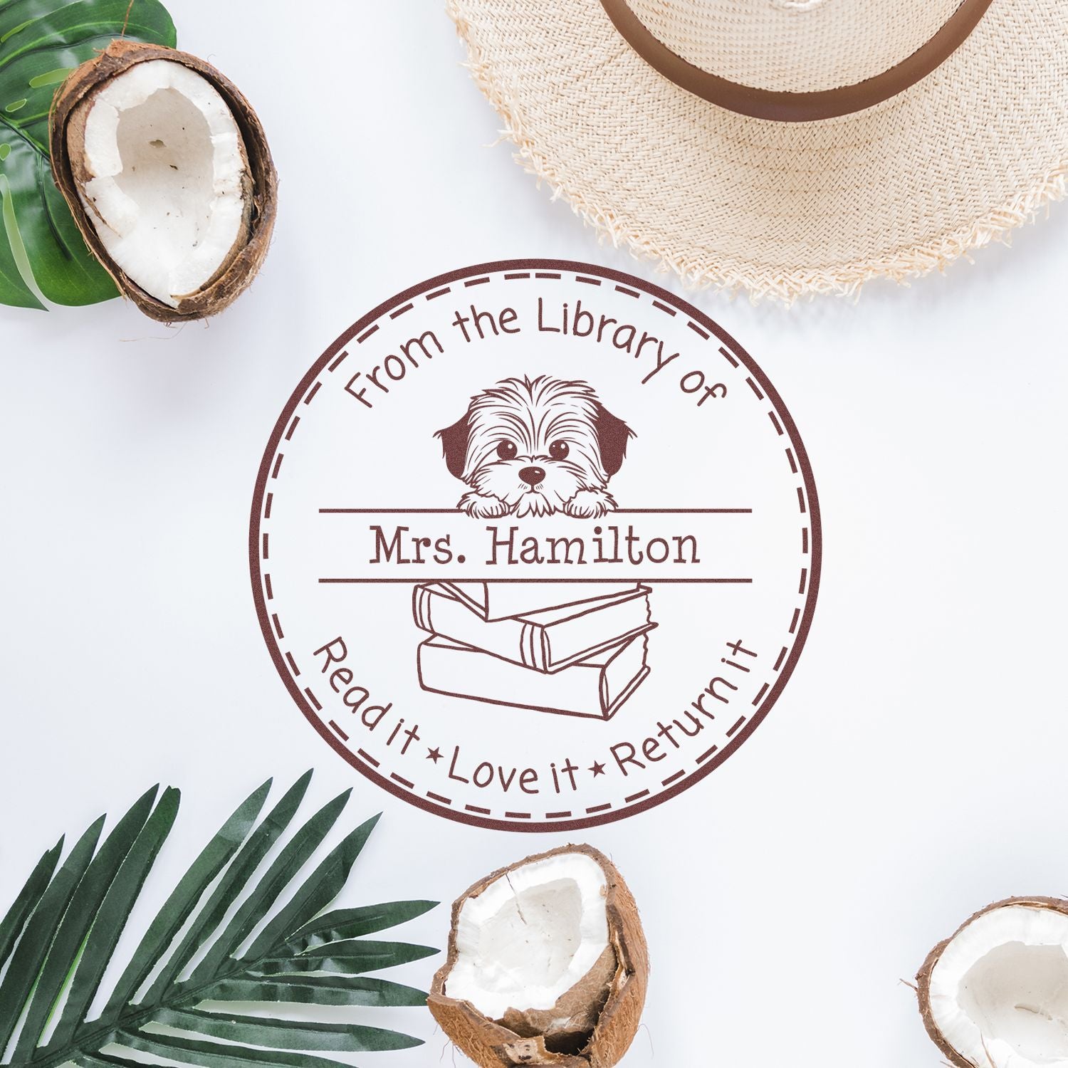 Cute Havanese Customizable Book Label Stamp - Engineer Seal Stamps