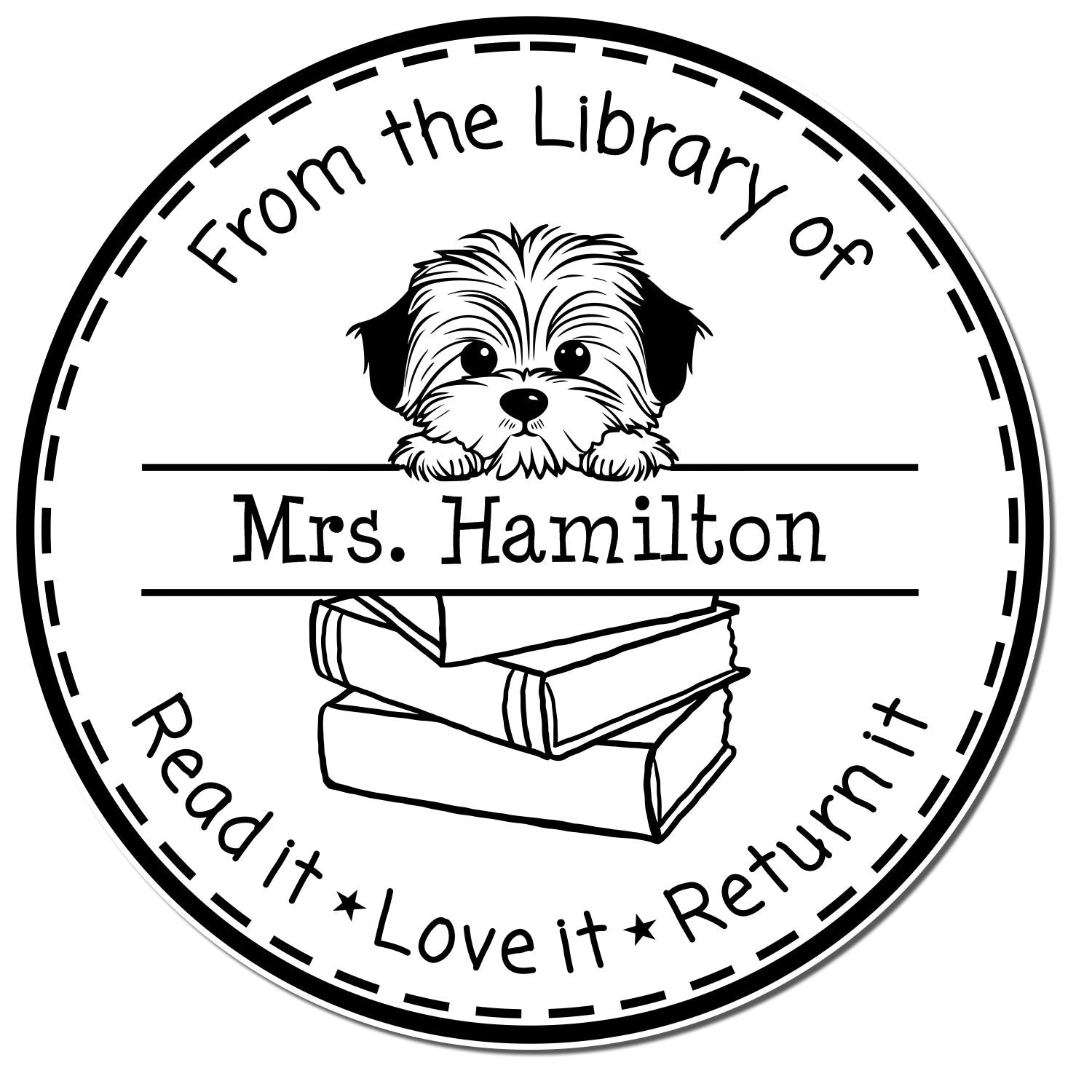 Cute Havanese Customizable Book Label Stamp - Engineer Seal Stamps