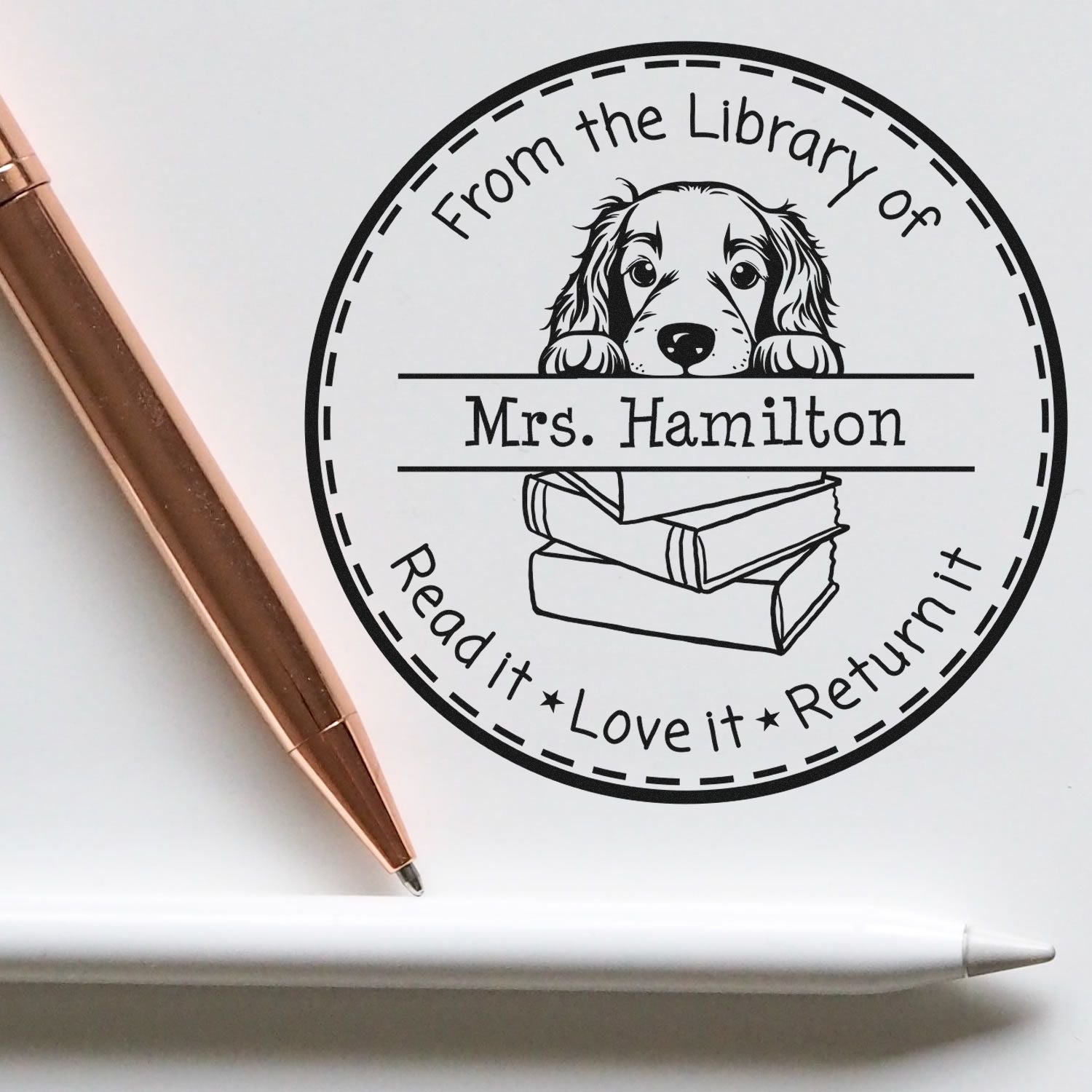 Cute Irish Setter Customizable Book Collection Stamper - Engineer Seal Stamps