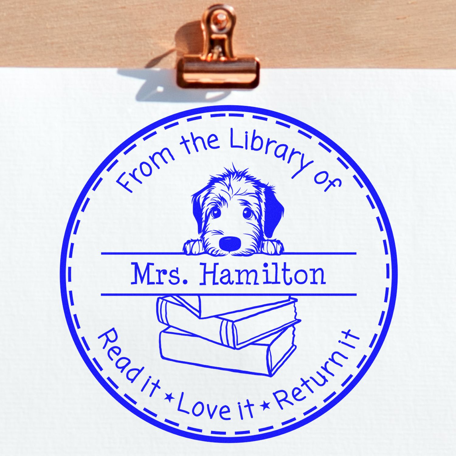 Cute Irish Wolfhound Customizable Book Collection Stamp - Engineer Seal Stamps
