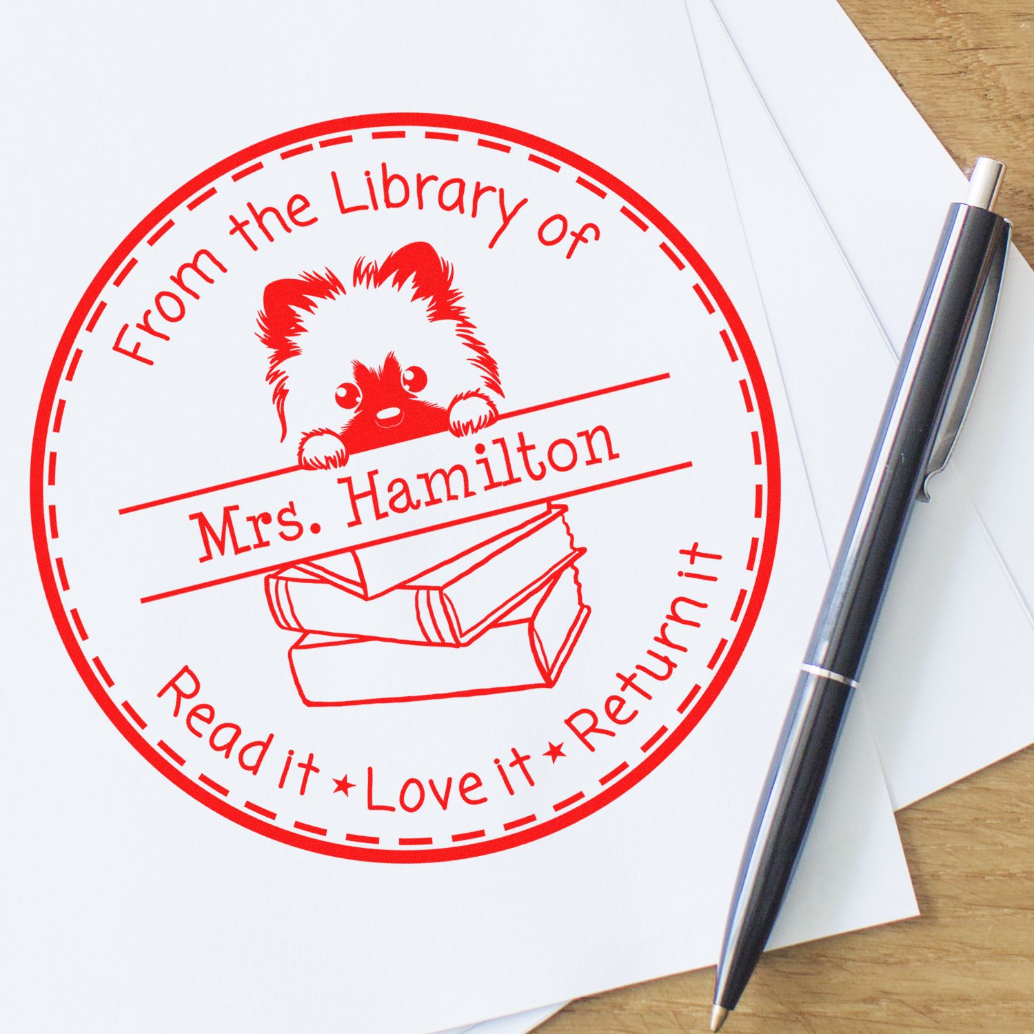 Adorable Keeshond Pet Themed Teacher Stamp For Classroom Stamper - Engineer Seal Stamps