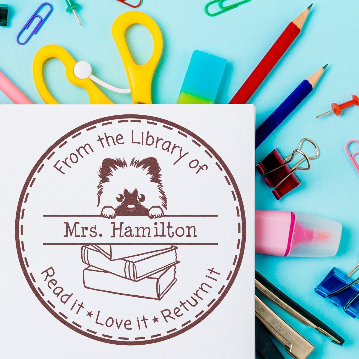 Adorable Keeshond Pet Themed Teacher Stamp For Classroom Stamper - Engineer Seal Stamps