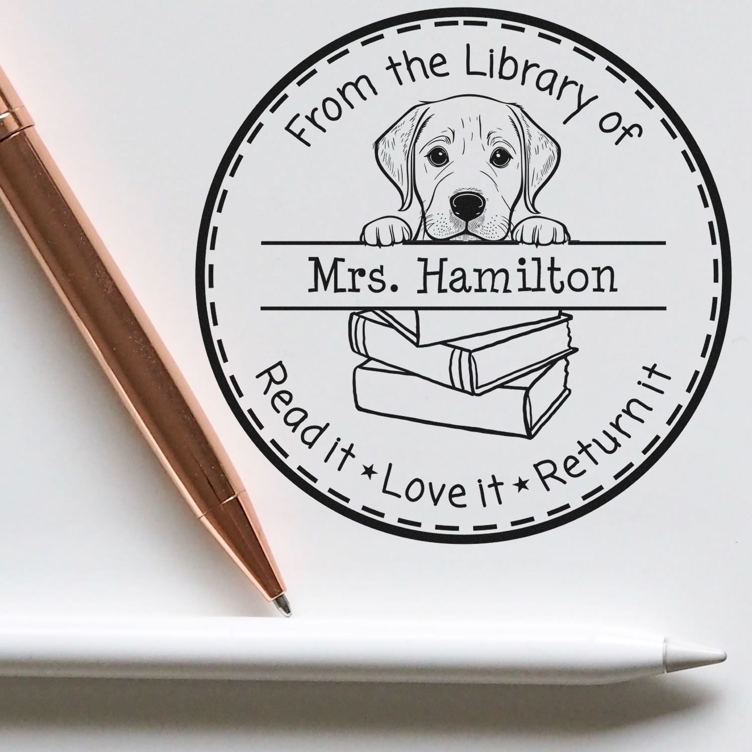 Adorable Labrador Retriever Puppy Themed Teacher Library Stamper - Engineer Seal Stamps