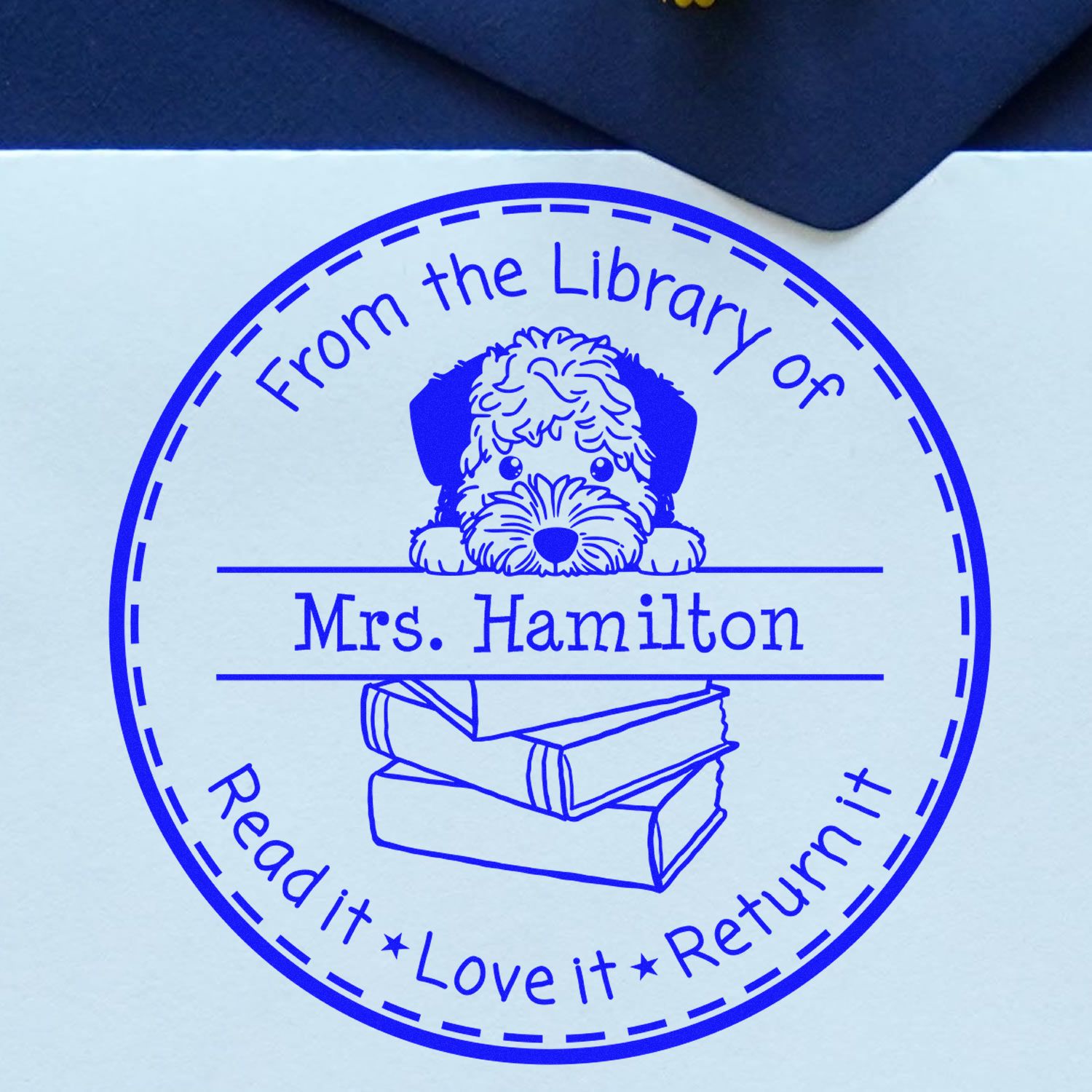 Adorable Lagotto Romagnolo Puppy Themed Teacher Library Stamp - Engineer Seal Stamps
