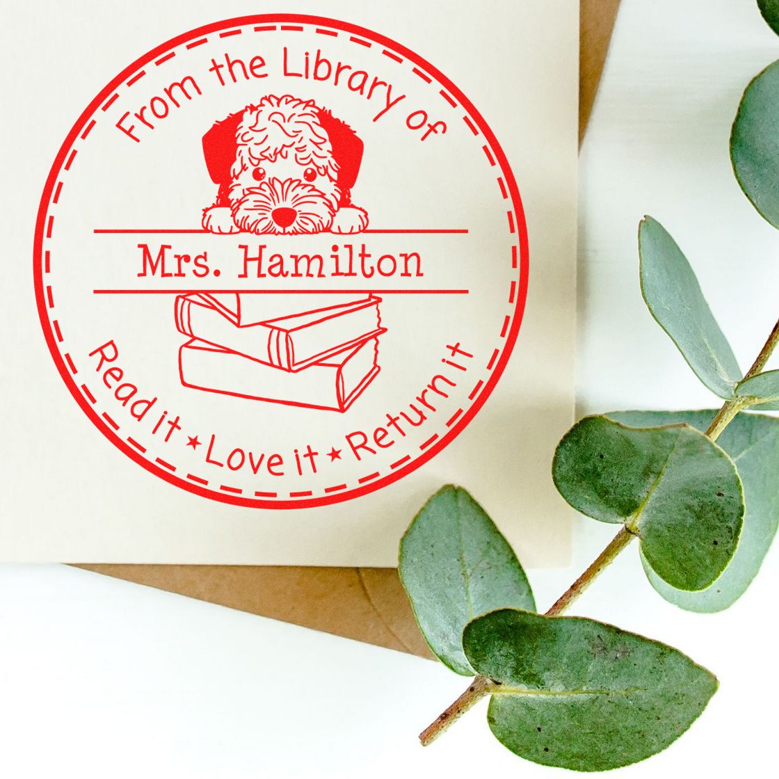 Adorable Lagotto Romagnolo Pet Themed Teacher Library Stamp - Engineer Seal Stamps