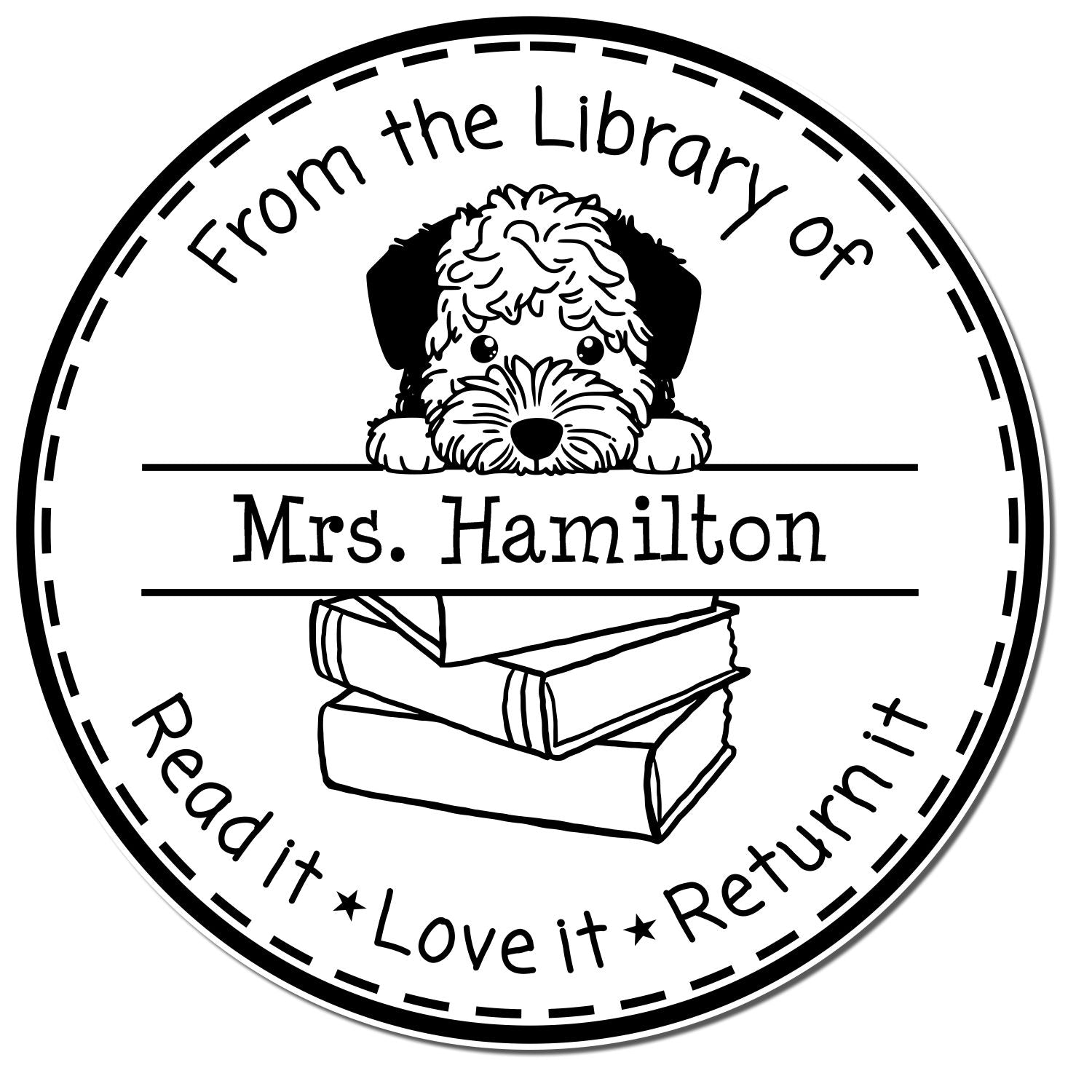 Adorable Lagotto Romagnolo Pet Themed Teacher Library Stamp - Engineer Seal Stamps