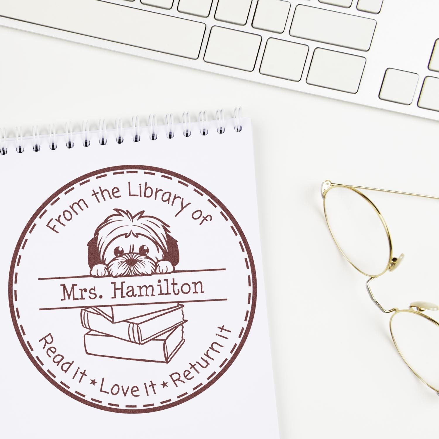 Adorable Lhasa Apso Pet Themed Teacher Classroom Stamp Stamper - Engineer Seal Stamps