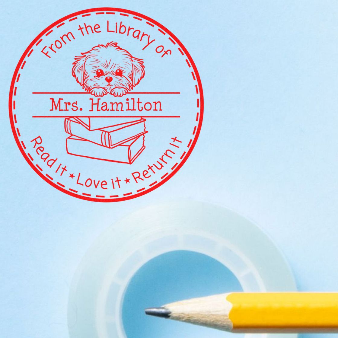 Adorable Maltese Pet Themed Teacher Classroom Stamp Stamp - Engineer Seal Stamps