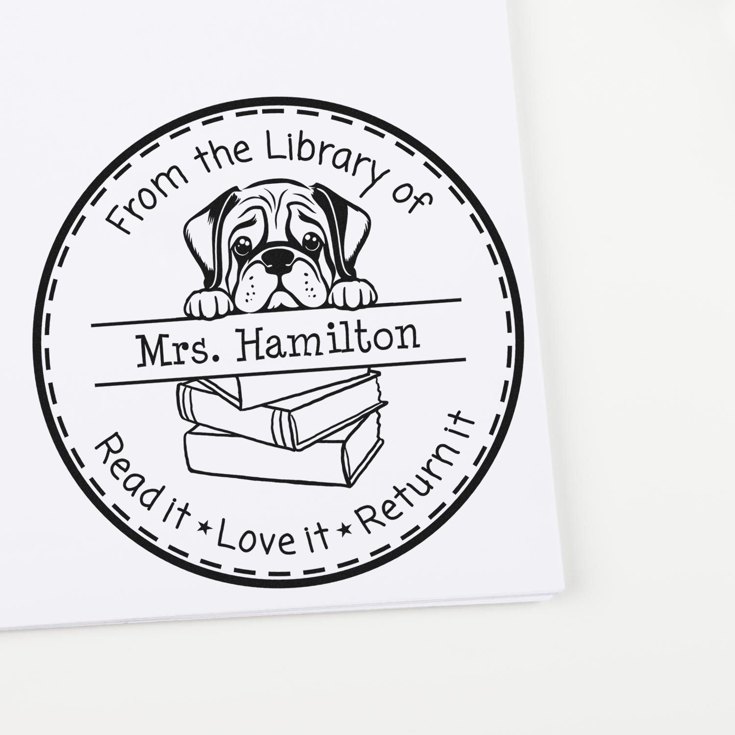 Adorable Mastiff Puppy Themed Teacher Book Stamper - Engineer Seal Stamps