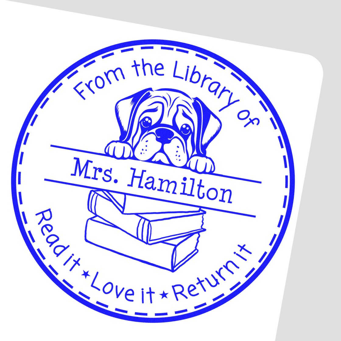 Adorable Mastiff Puppy Themed Teacher Book Stamper - Engineer Seal Stamps