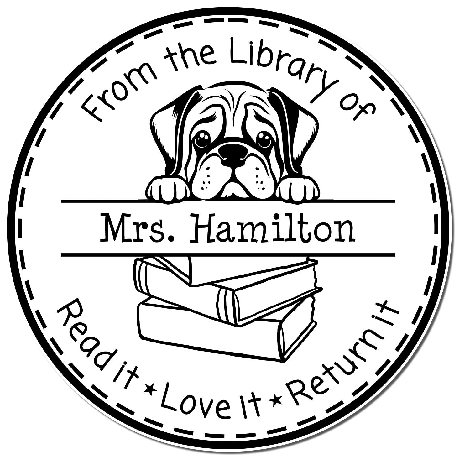 Adorable Mastiff Pet Themed Teacher Book Stamper - Engineer Seal Stamps