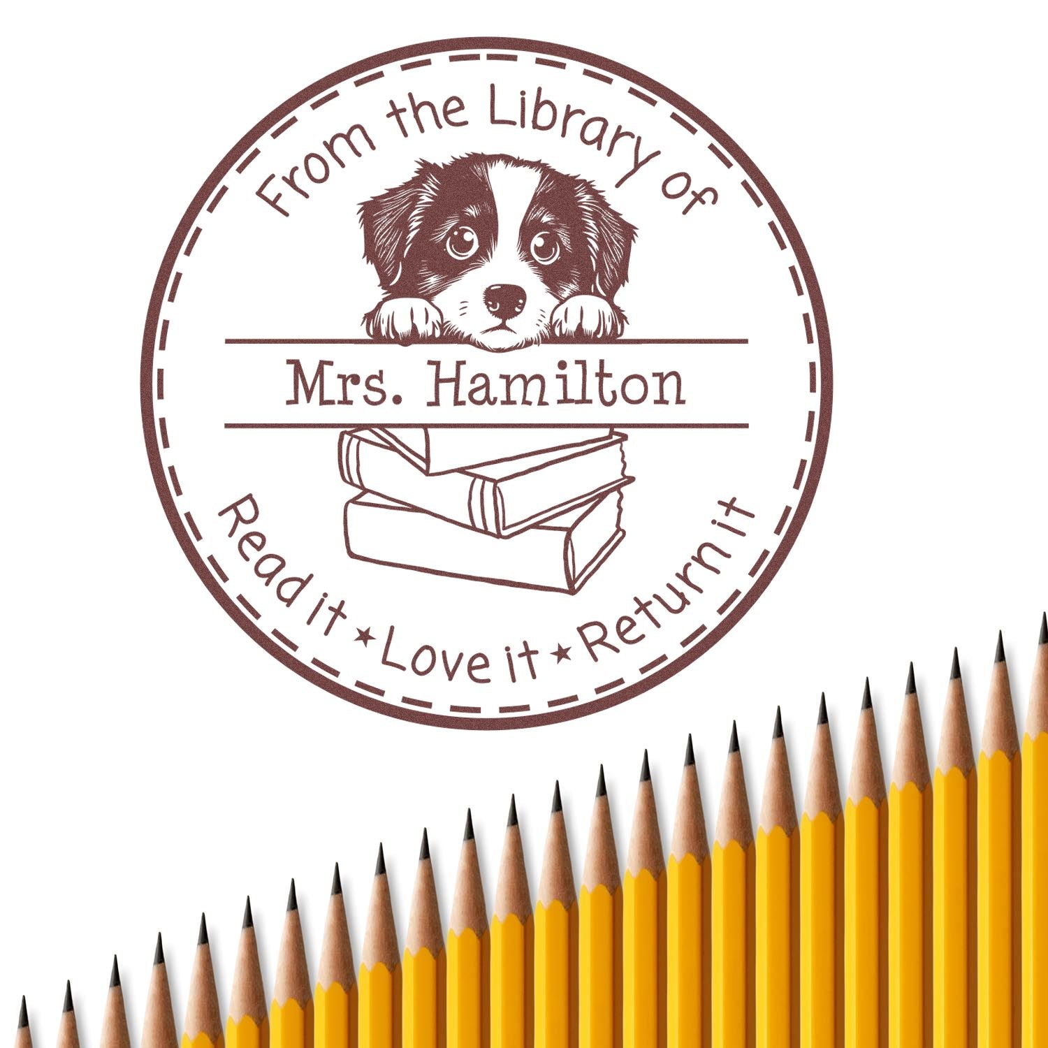 Cute Miniature American Shepherd Custom Teacher Stamp For Classroom Stamp - Engineer Seal Stamps