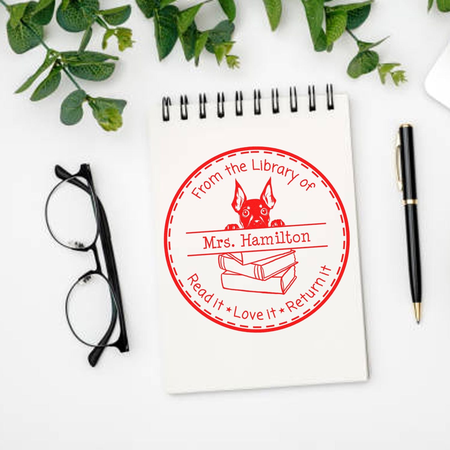 Adorable Miniature Pinscher Puppy Themed Teach Stamper - Engineer Seal Stamps