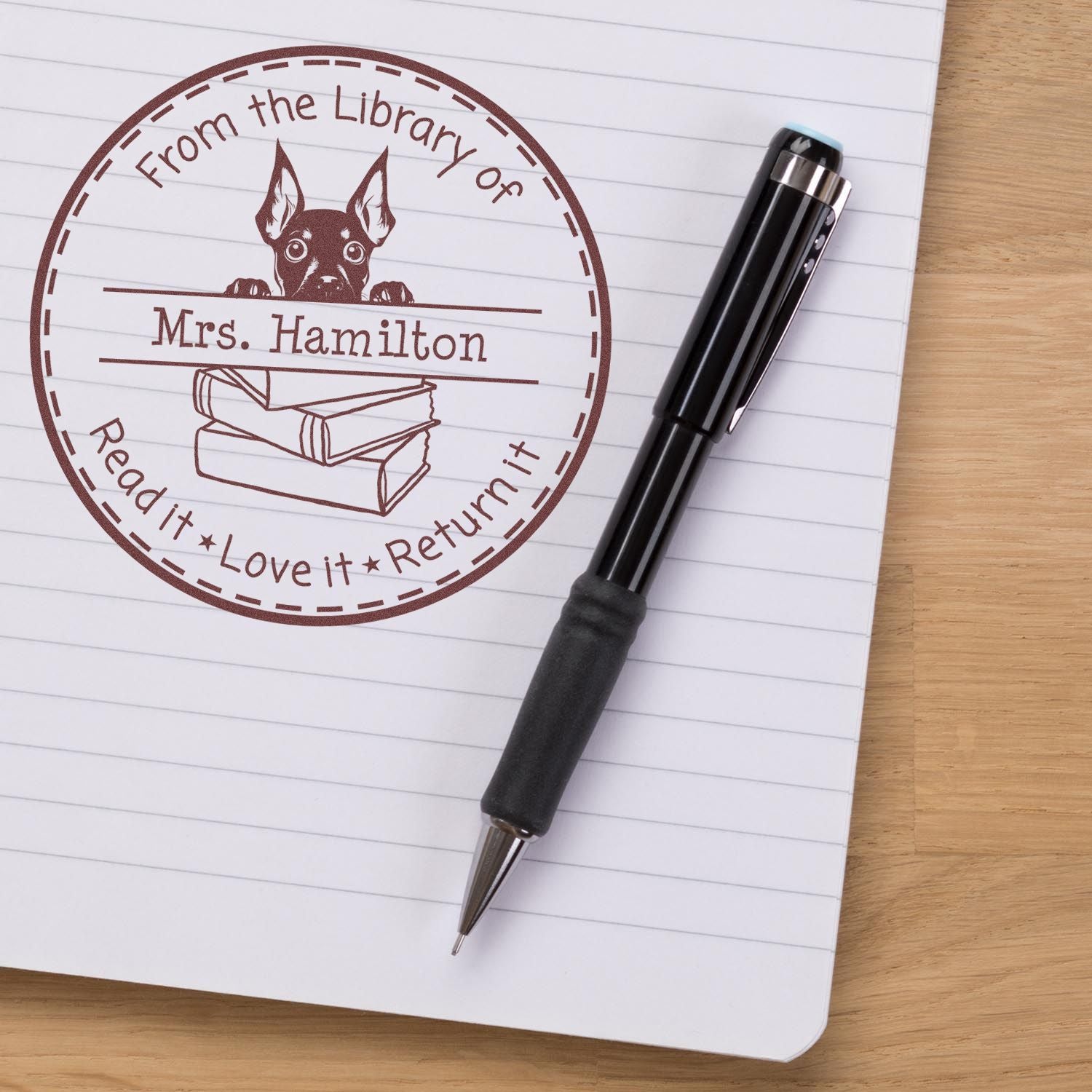 Adorable Miniature Pinscher Puppy Themed Teach Stamper - Engineer Seal Stamps