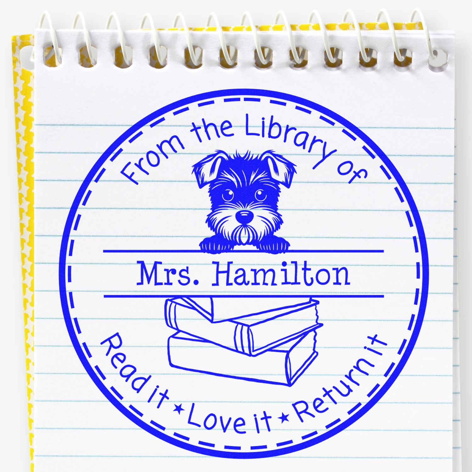 Cute Miniature Schnauzer Custom Teacher Library Stamp - Engineer Seal Stamps