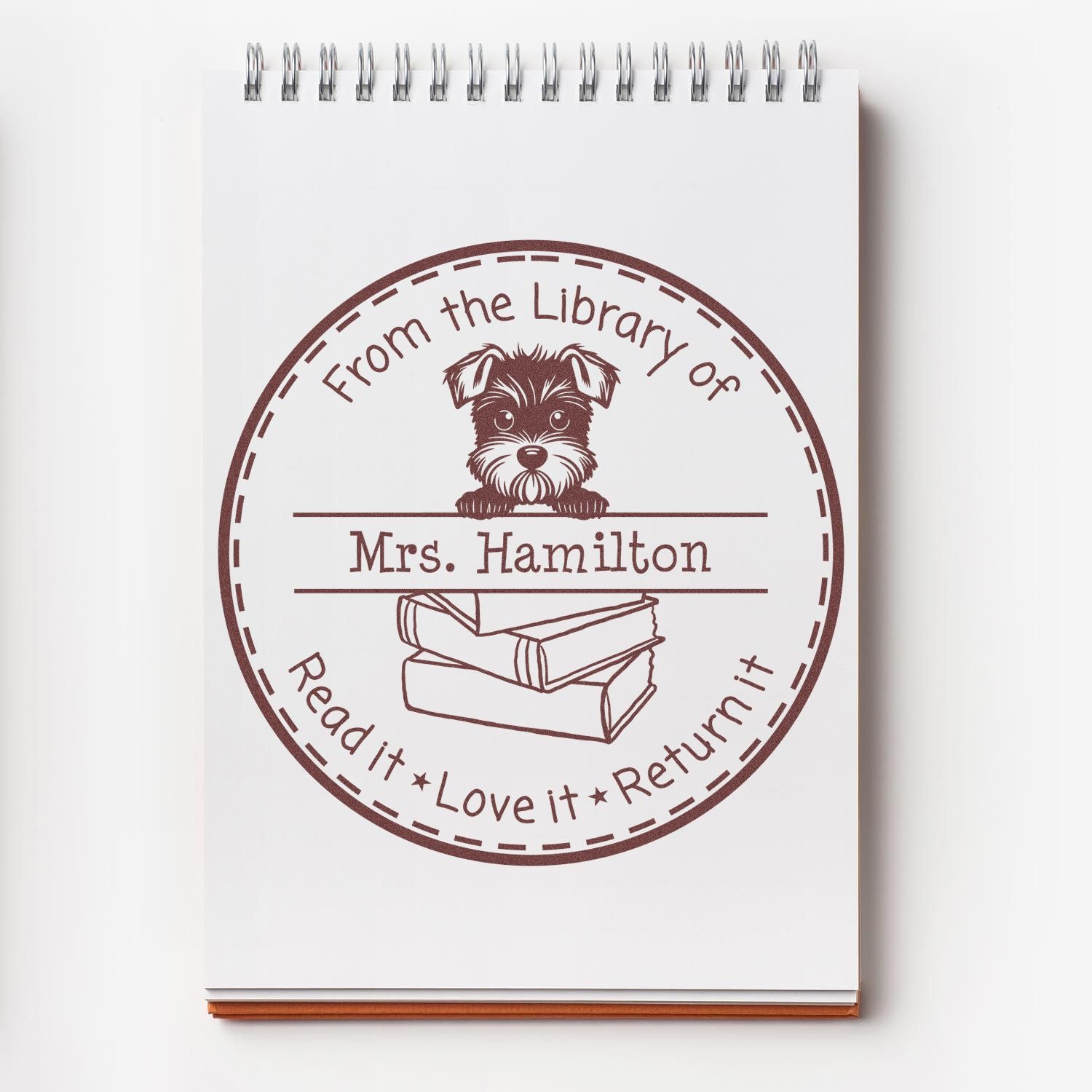 Cute Miniature Schnauzer Custom Teacher Library Stamp - Engineer Seal Stamps