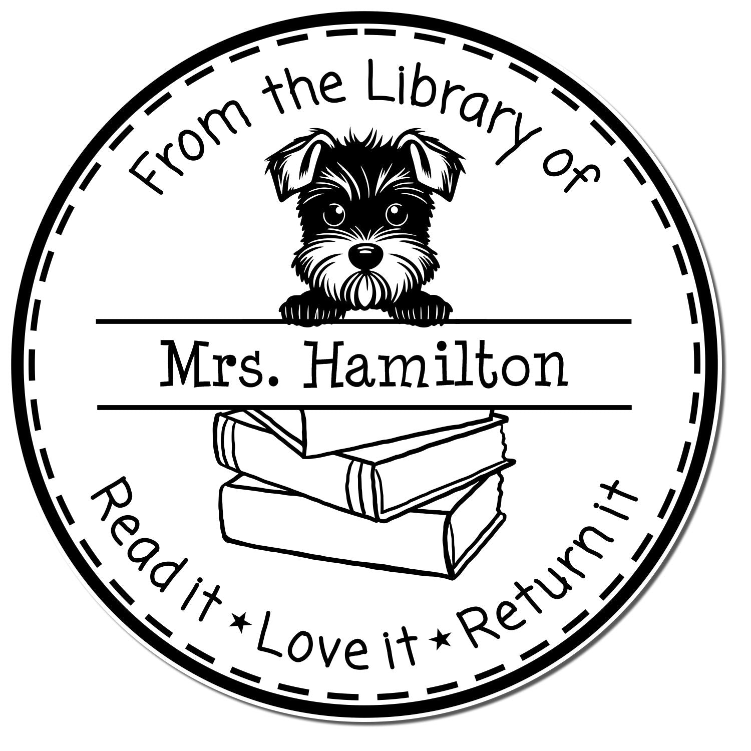 Cute Miniature Schnauzer Custom Teacher Library Stamp - Engineer Seal Stamps