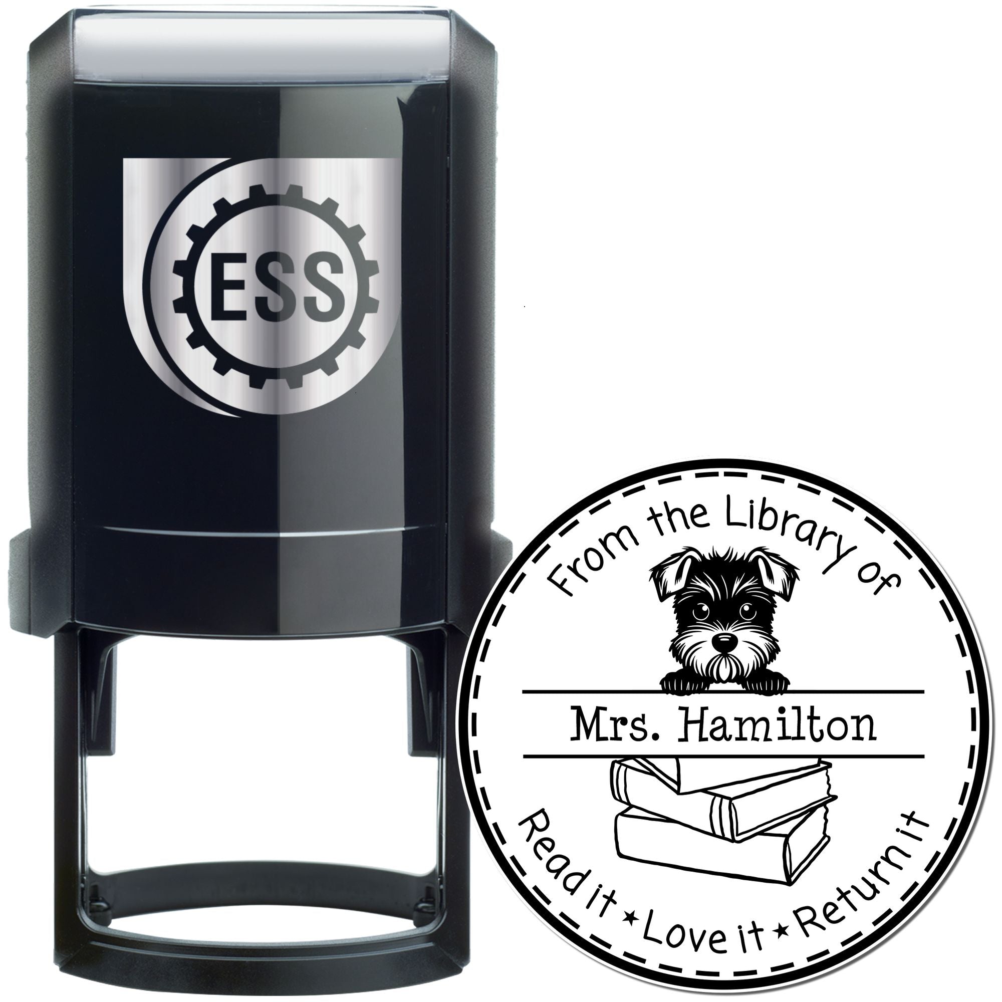 Cute Miniature Schnauzer Custom Teacher Library Stamp - Engineer Seal Stamps