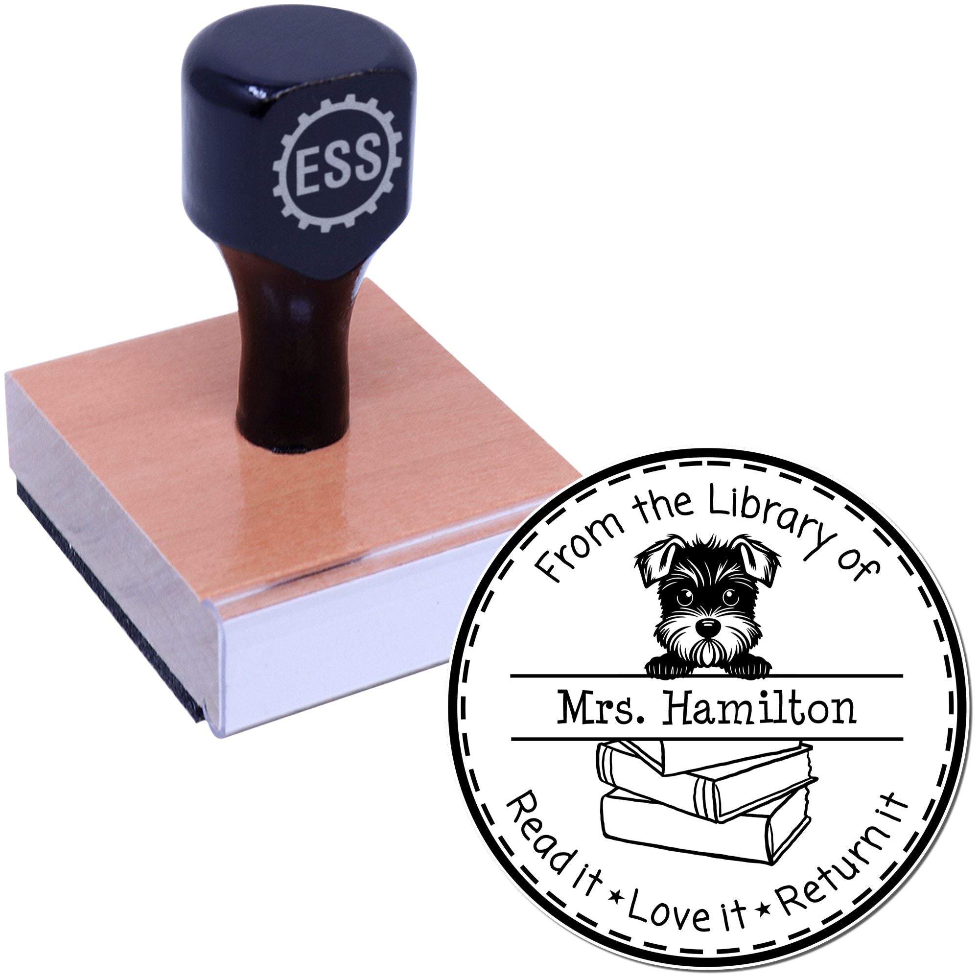 Miniature Schnauzer Customizable Teacher Library Stamp - Engineer Seal Stamps
