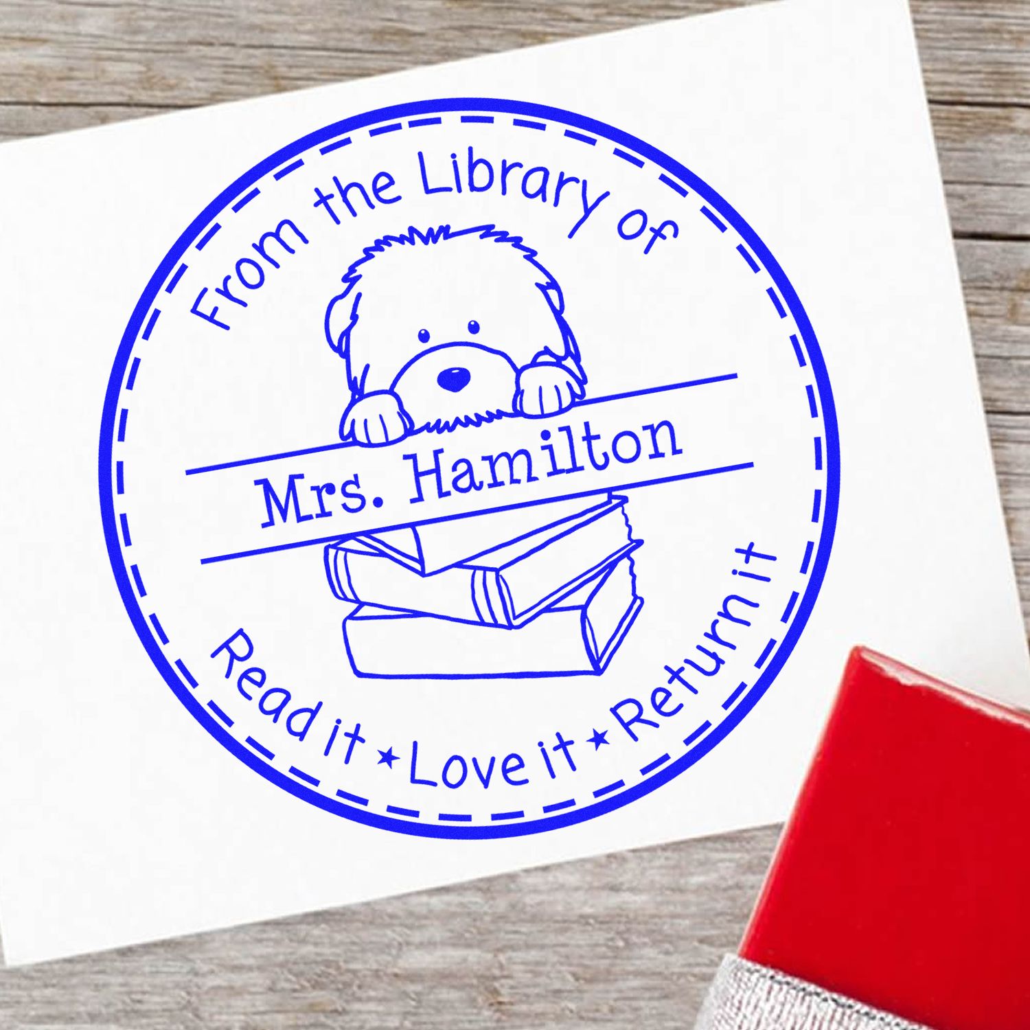 Adorable Old English Sheepdog Personalized Teaching Stamp - Engineer Seal Stamps