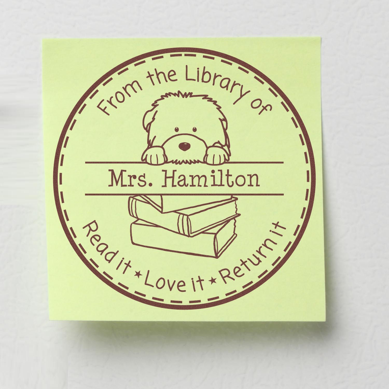 Old English Sheepdog Custom Teacher Book Stamper - Engineer Seal Stamps