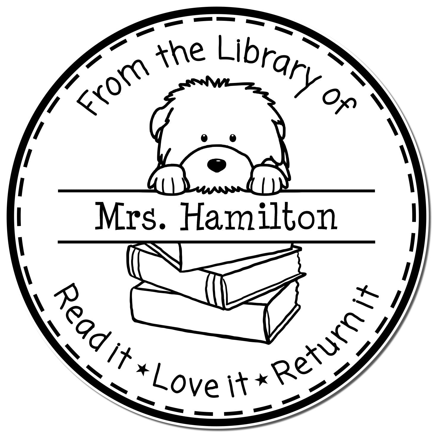 Old English Sheepdog Customizable Teacher Book Stamper - Engineer Seal Stamps