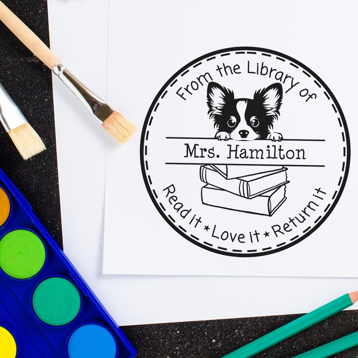 Papillon Customizable Teacher Book Stamp - Engineer Seal Stamps