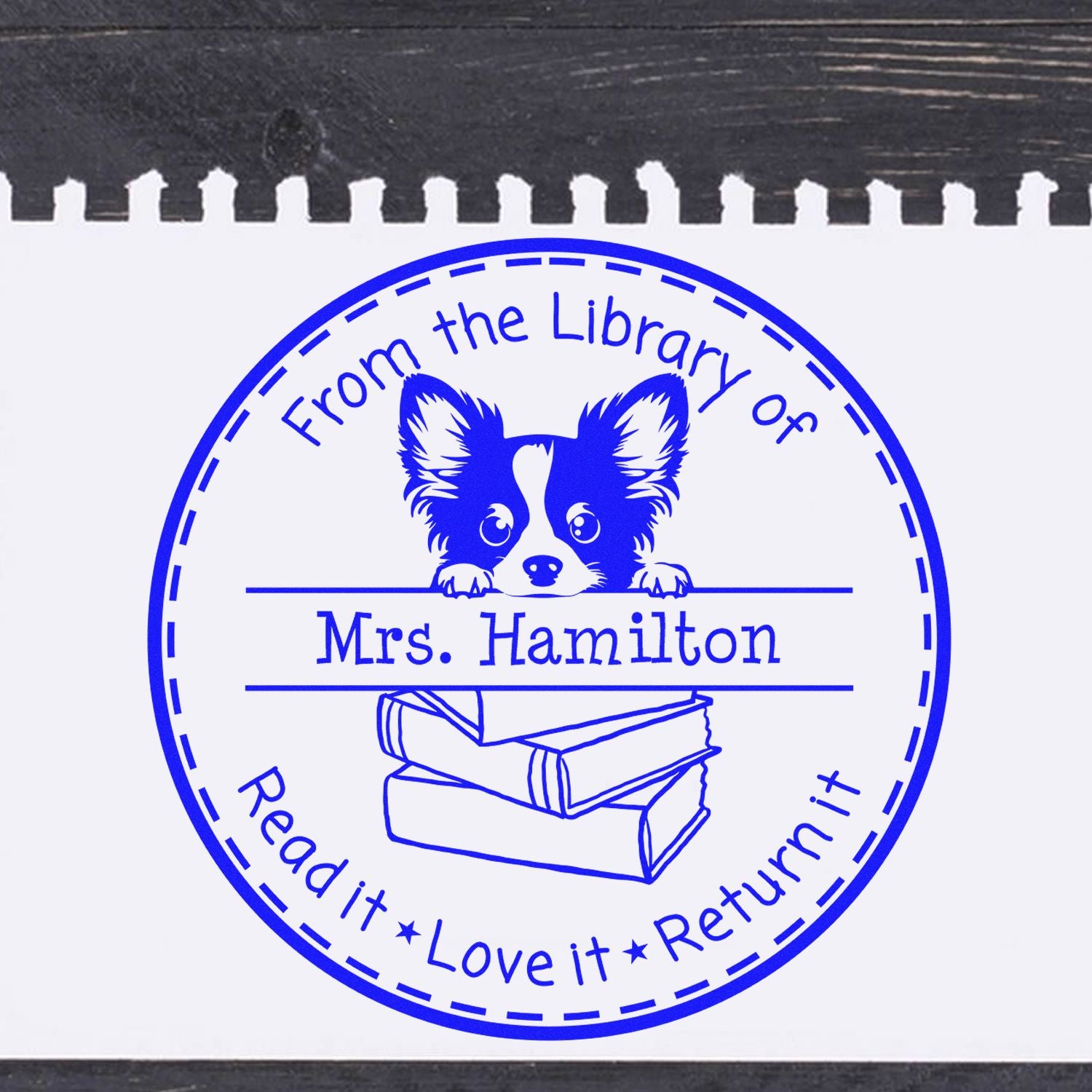 Adorable Papillon Personalized Teacher's Stamper - Engineer Seal Stamps