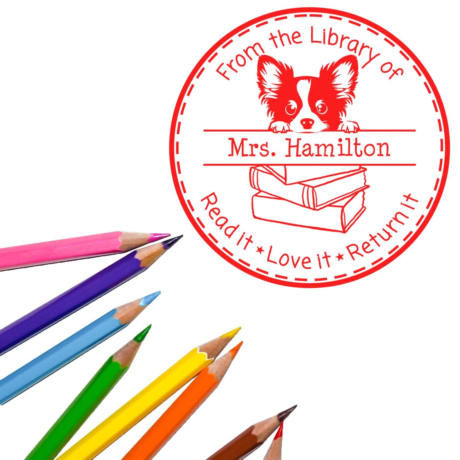 Papillon Customizable Teacher Book Stamp - Engineer Seal Stamps