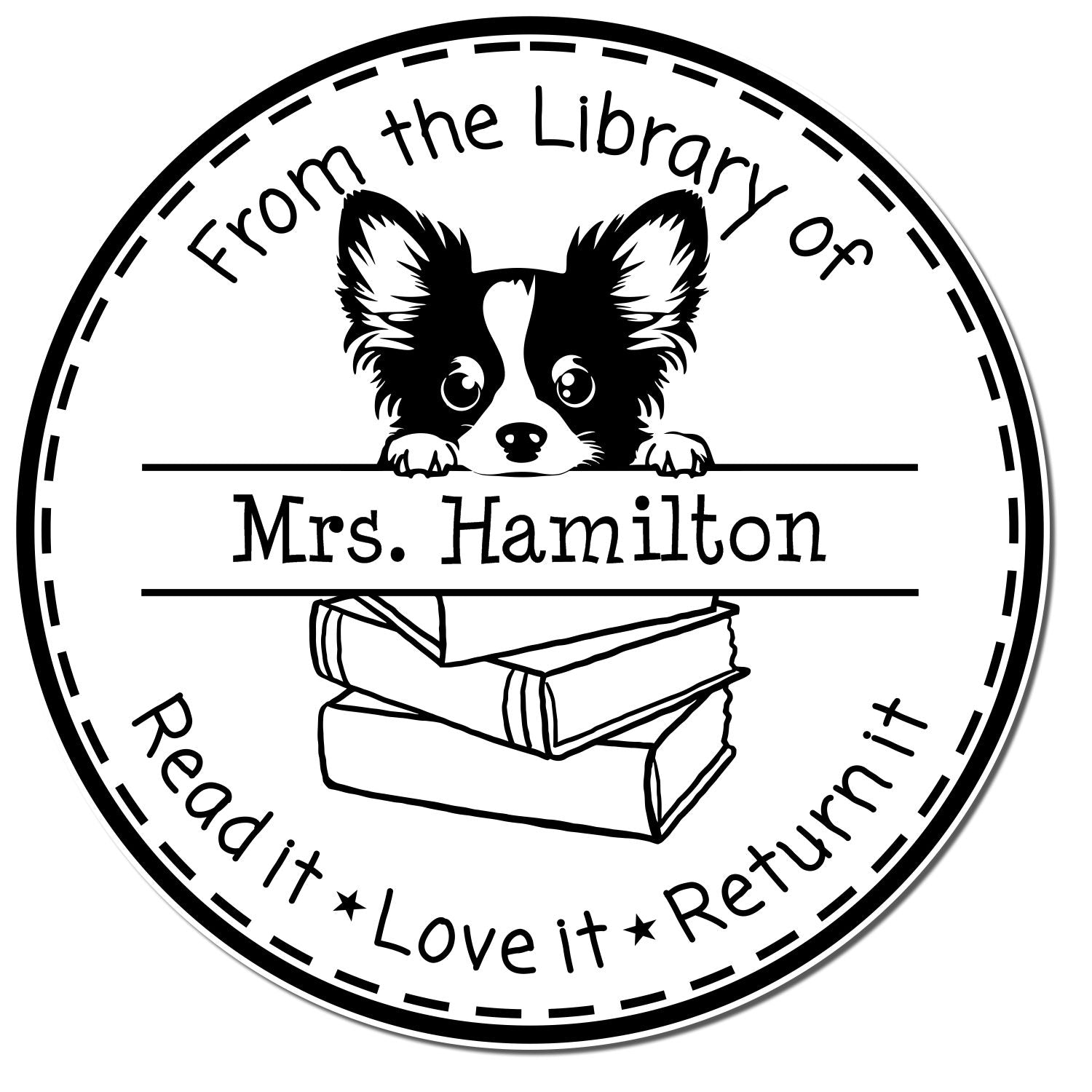 Adorable Papillon Personalized Teacher's Stamper - Engineer Seal Stamps