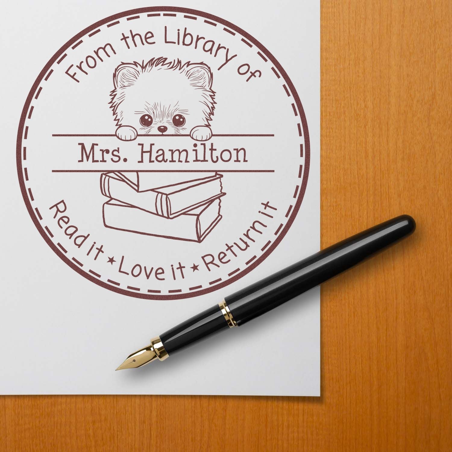 Adorable Pomeranian Personalized Teacher's Stamp - Engineer Seal Stamps