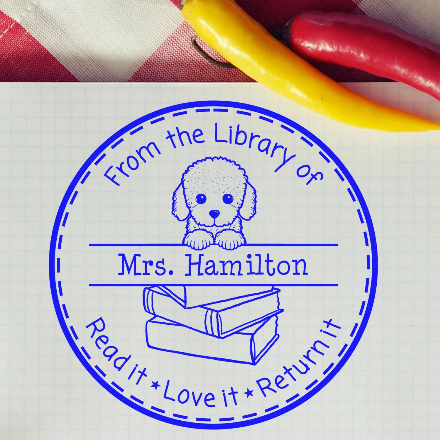 Adorable Poodle Personalized Teachers Stamp - Engineer Seal Stamps