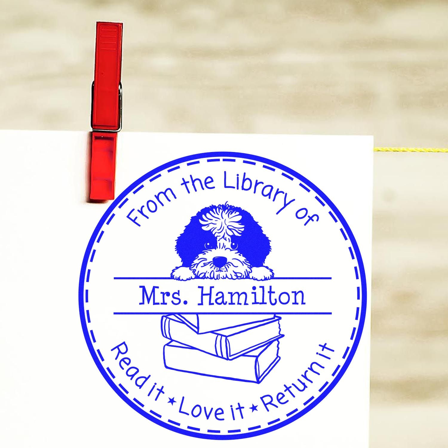 Adorable Portuguese Water Dog Personalized Teacher Stamp Stamper - Engineer Seal Stamps