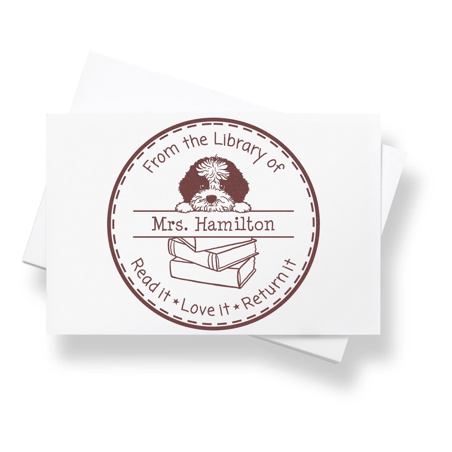 Adorable Portuguese Water Dog Personalized Teacher Stamp Stamper - Engineer Seal Stamps