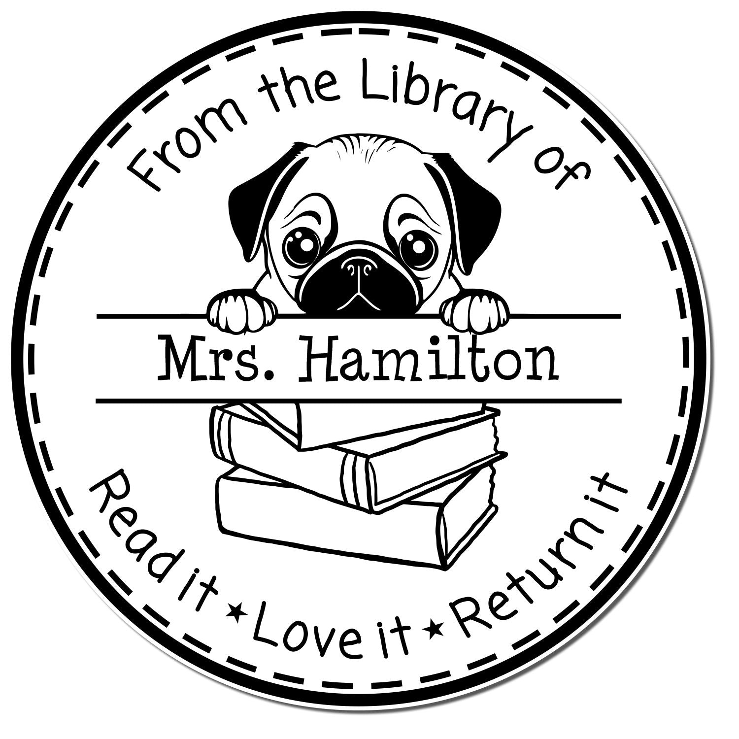 Adorable Pug Personalized Teacher Stamp Stamp - Engineer Seal Stamps