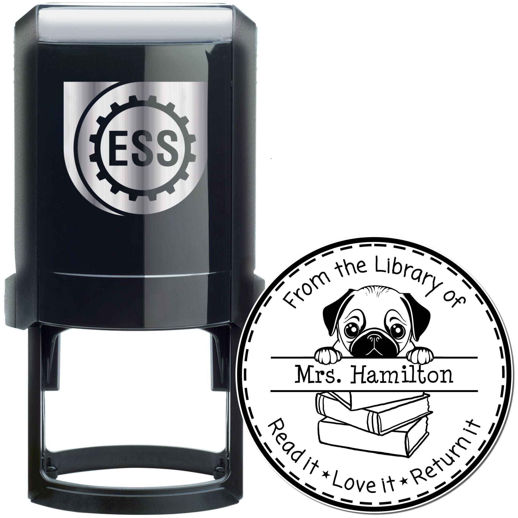Pug Custom Read It Love It Return It Teacher Stamper - Engineer Seal Stamps