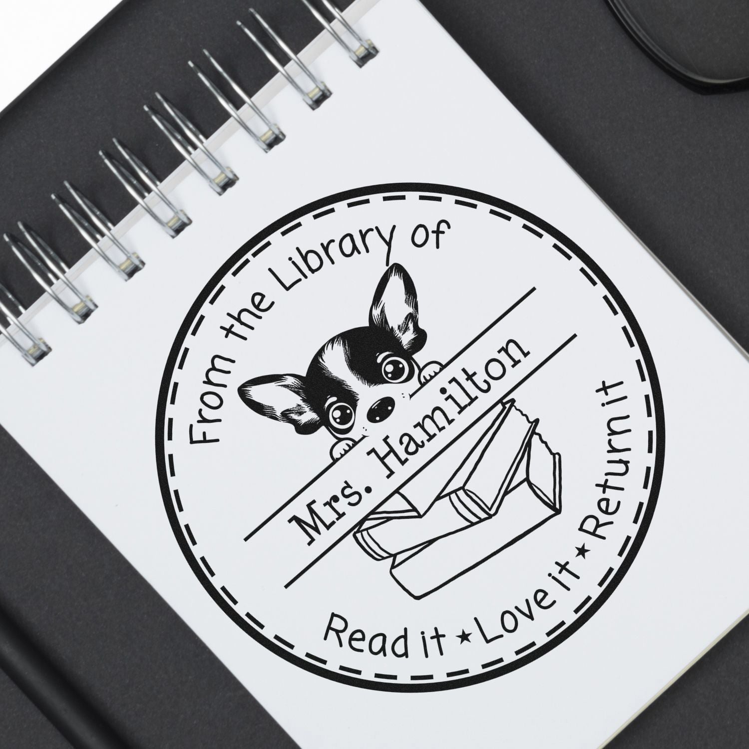 Rat Terrier Puppy Themed Read It Love It Return It Personalized Stamp - Engineer Seal Stamps