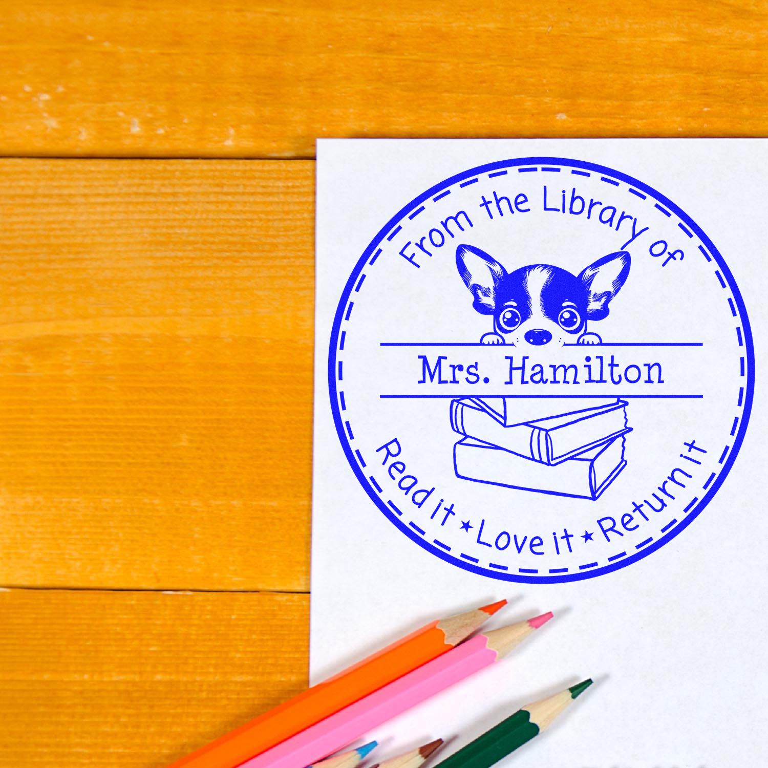 Rat Terrier Custom Read It Love It Return It Teacher Stamp - Engineer Seal Stamps