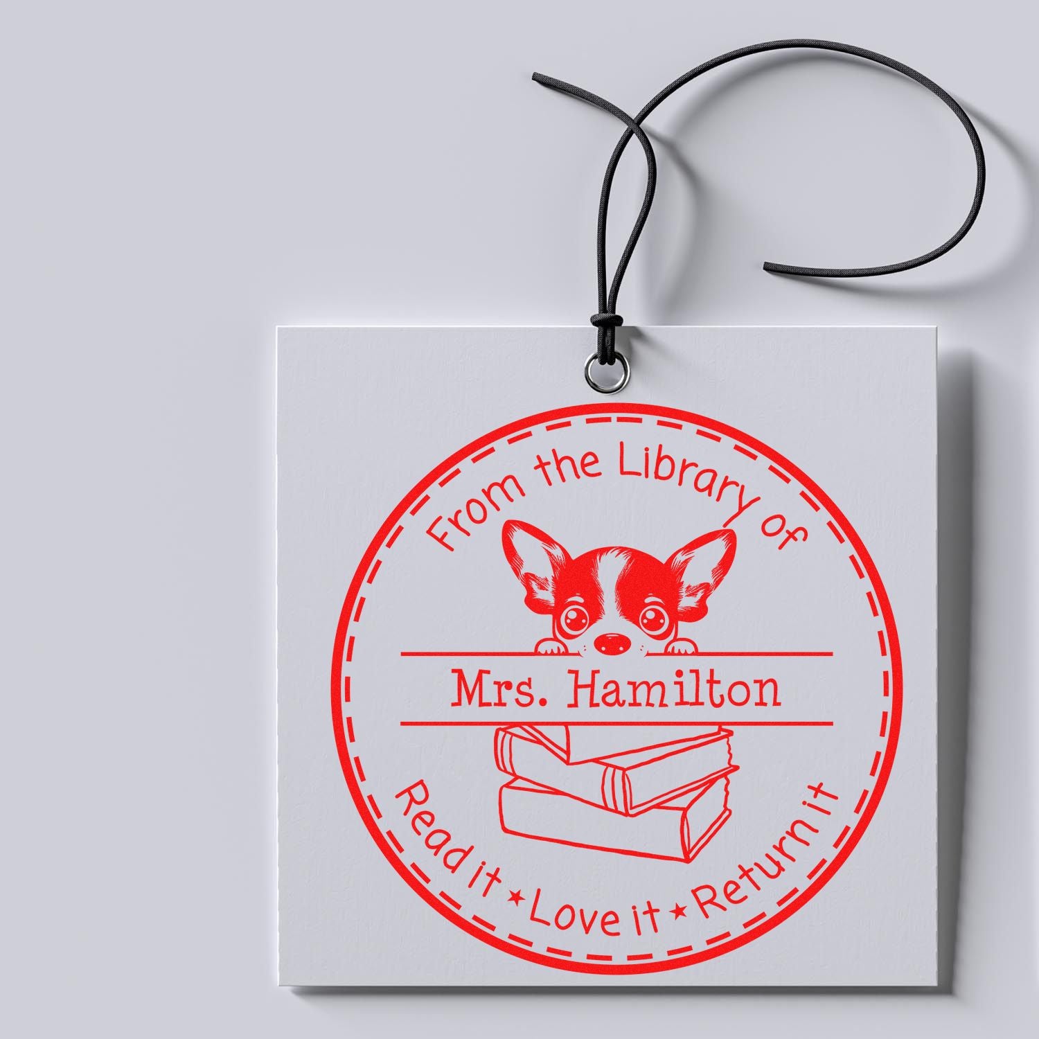 Rat Terrier Customizable Read It Love It Return It Teacher Stamp