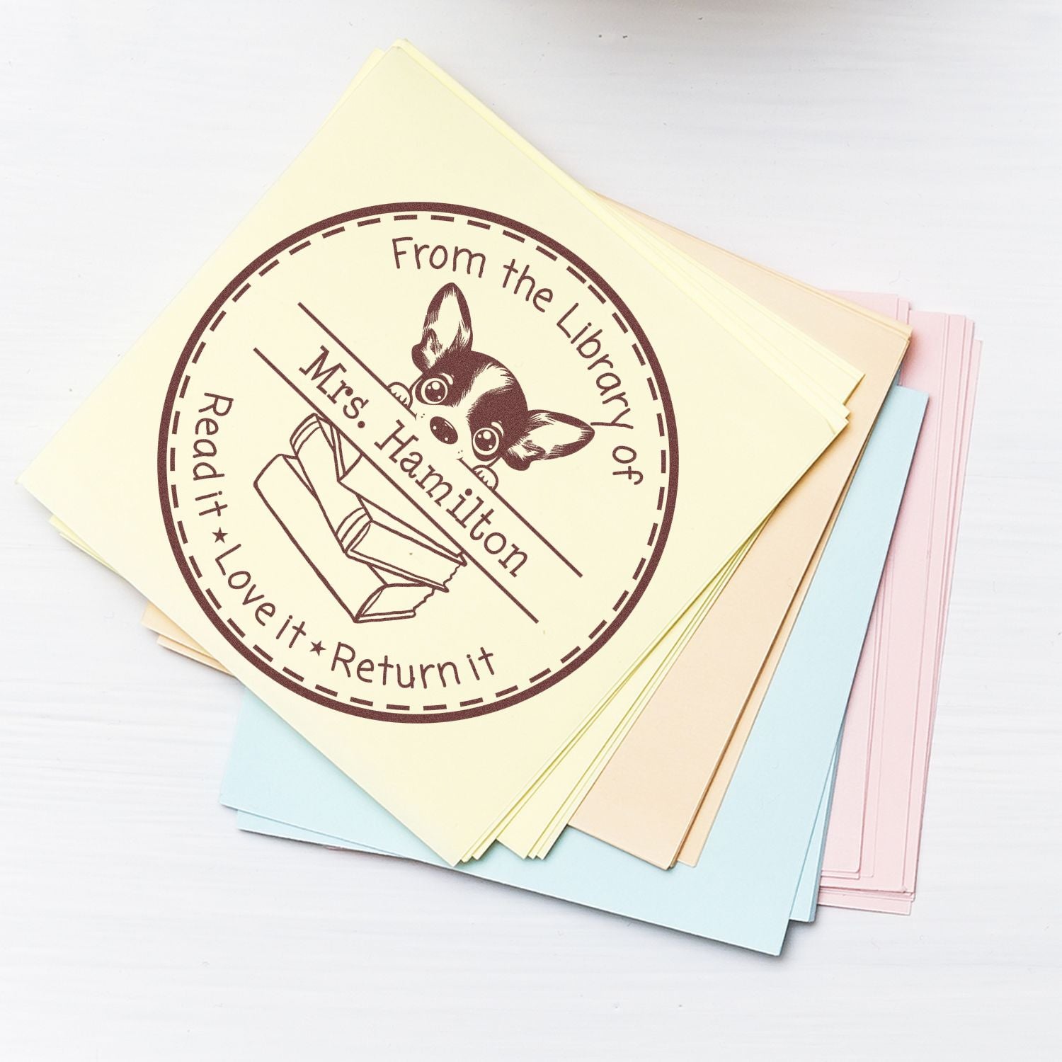 Rat Terrier Customizable Read It Love It Return It Teacher Stamp - Engineer Seal Stamps