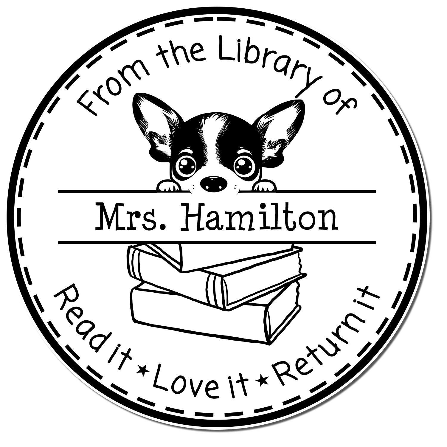 Rat Terrier Customizable Read It Love It Return It Teacher Stamp - Engineer Seal Stamps