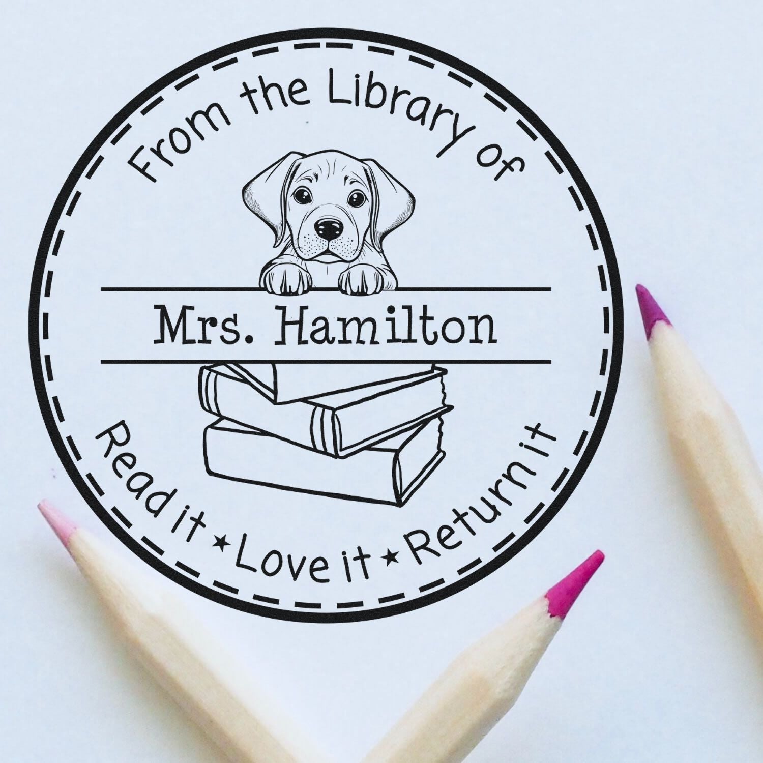 Rhodesian Ridgeback Custom Read It Love It Return It Stamper - Engineer Seal Stamps