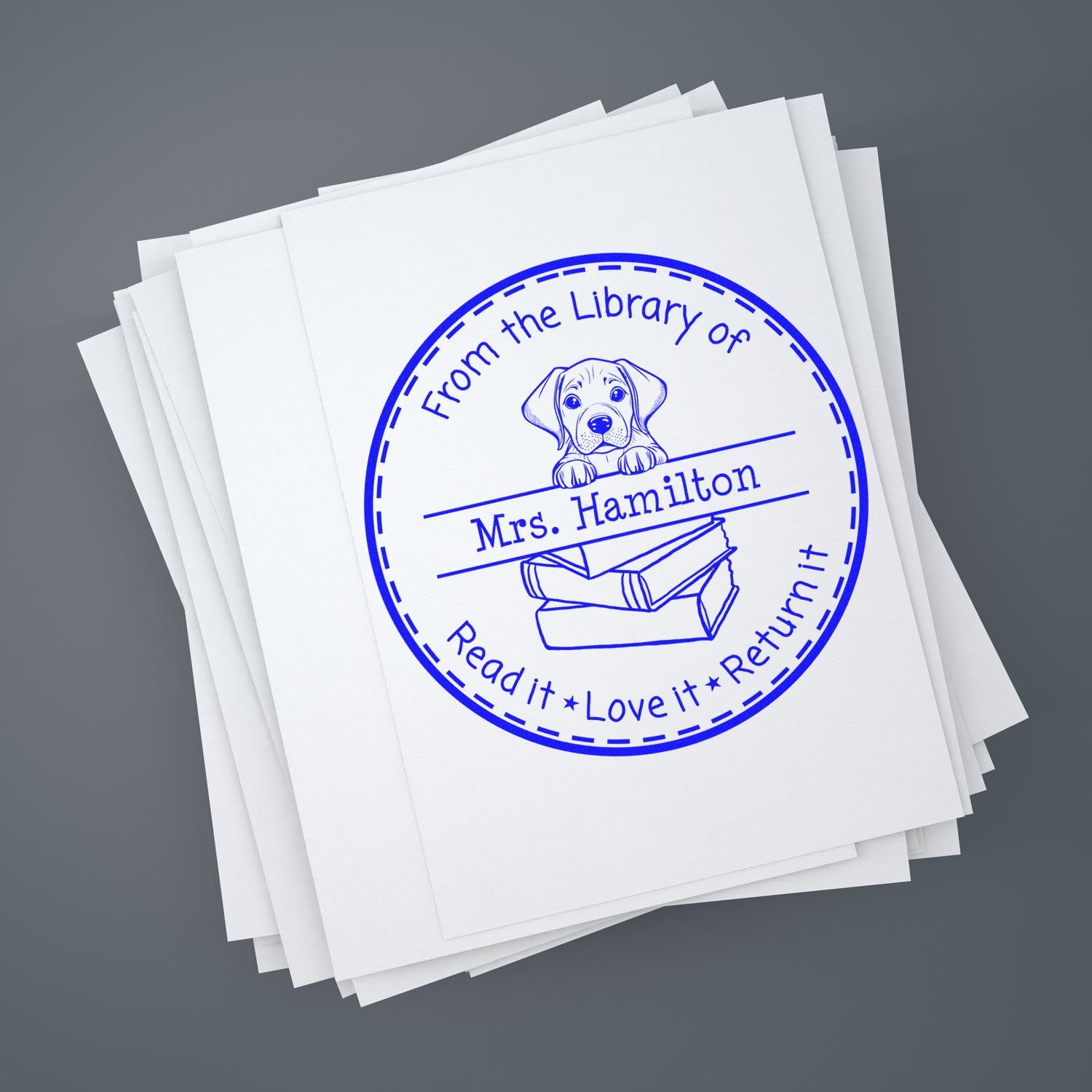 Rhodesian Ridgeback Puppy Themed Read It Love It Return It Personalizable Stamper - Engineer Seal Stamps