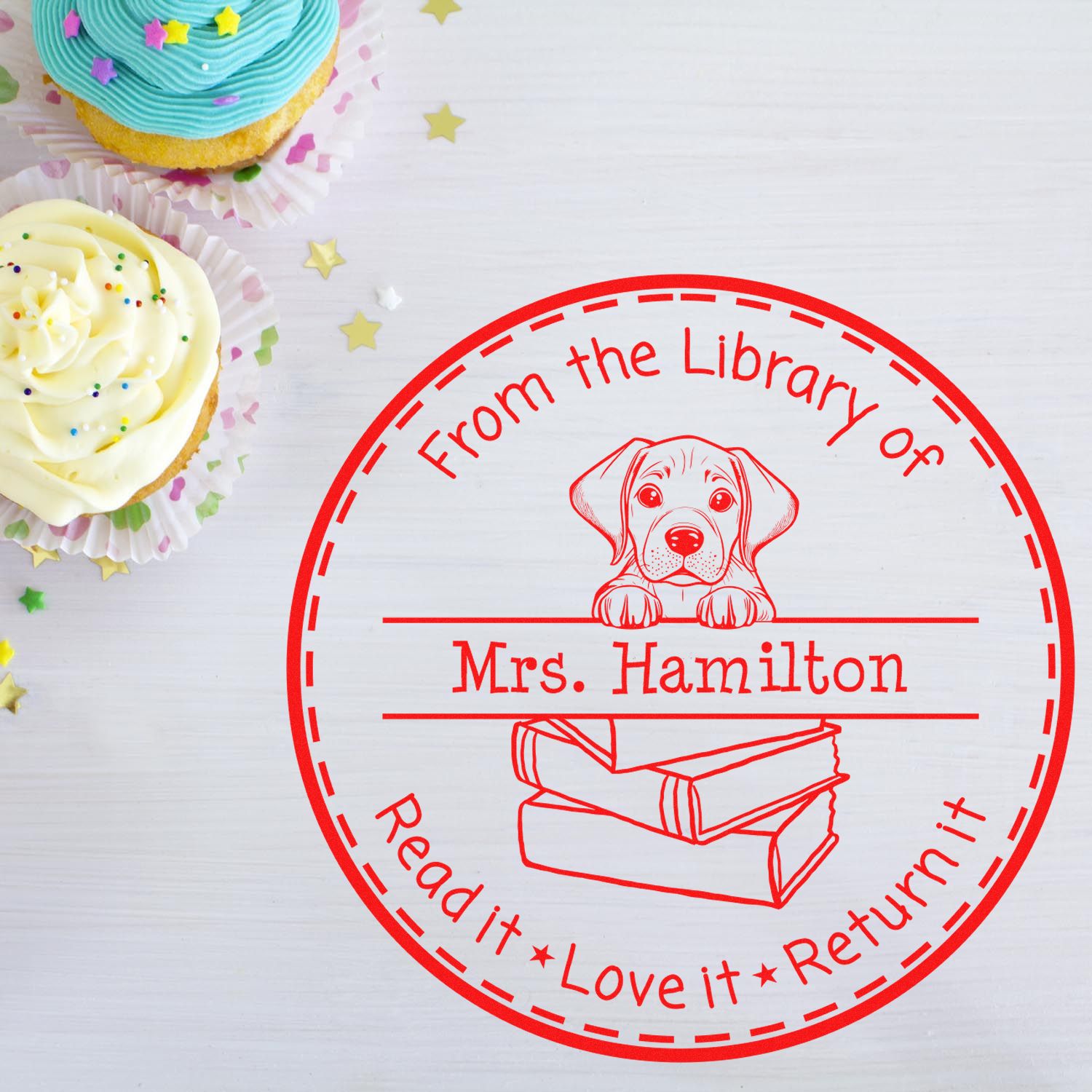 Rhodesian Ridgeback Puppy Themed Read It Love It Return It Personalizable Stamper - Engineer Seal Stamps