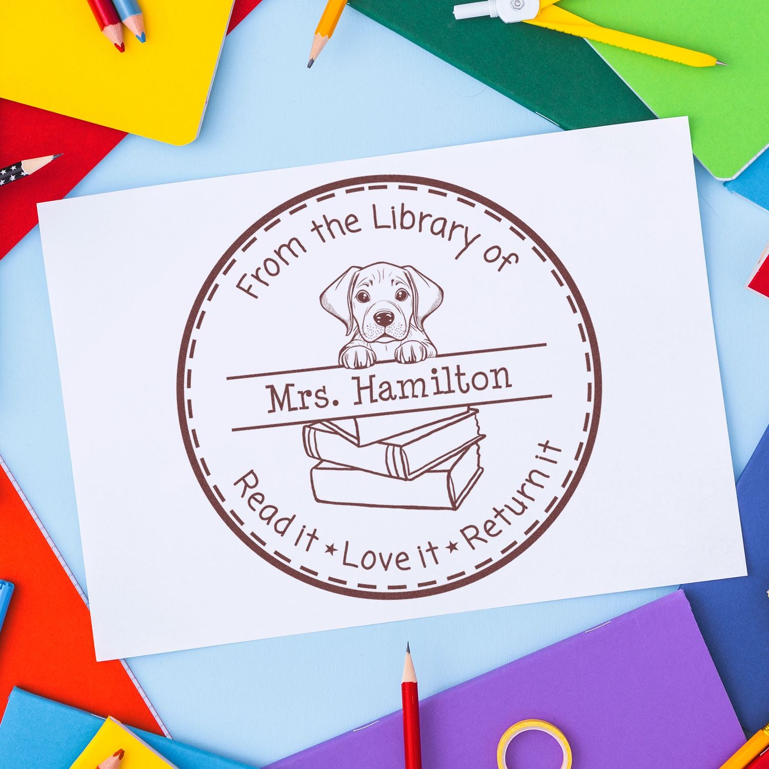 Rhodesian Ridgeback Personalized Teacher Stamp For Classroom Stamp - Engineer Seal Stamps