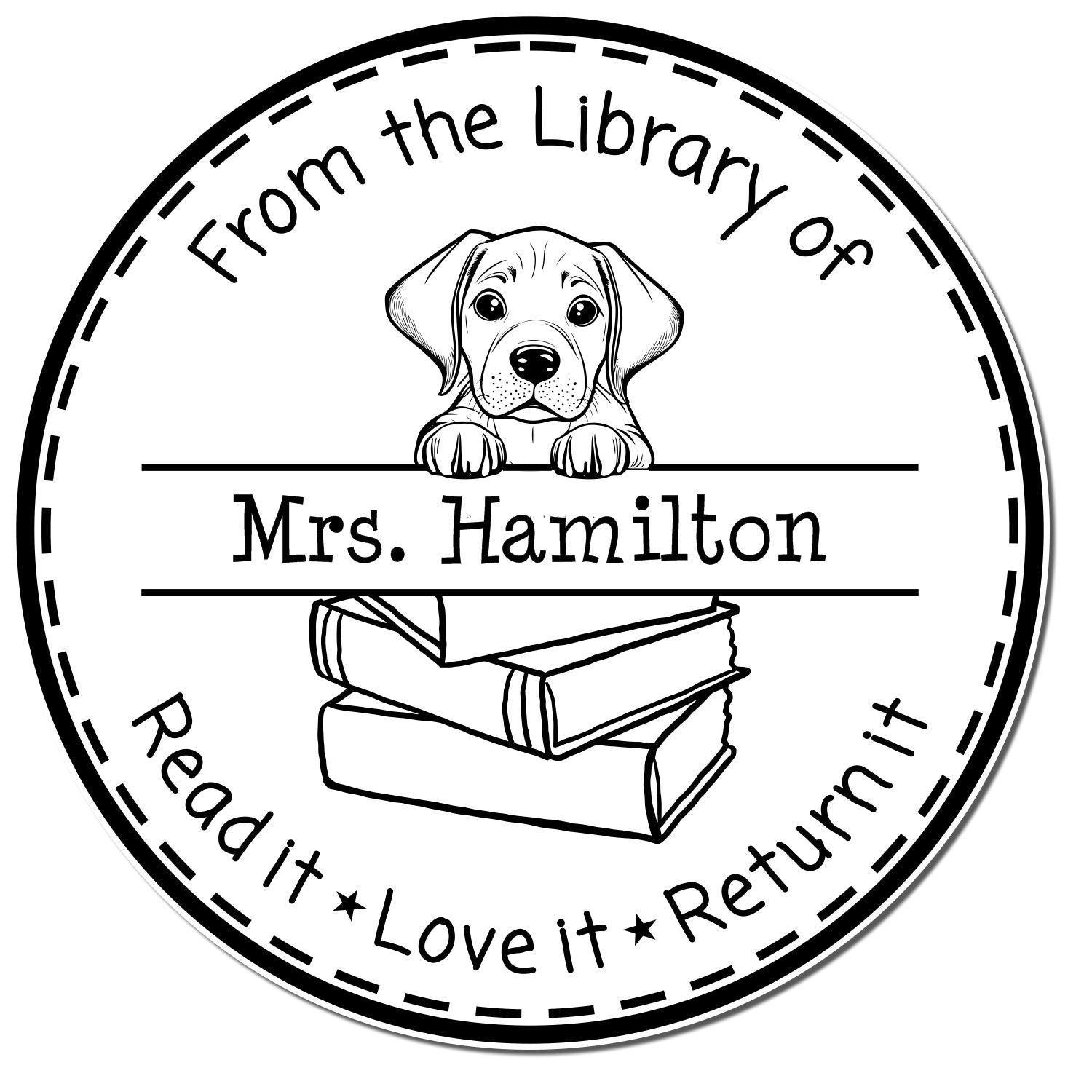 Rhodesian Ridgeback Customizable Read It Love It Return It Stamper - Engineer Seal Stamps